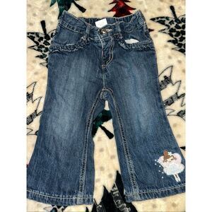 Vintage Gymboree Girls 12-18 Months Embroidered Blue Jeans Flare Princess Fairy
